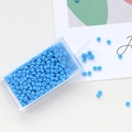 Sky blue 3mm glass seed beads for DIY jewelry making in clear storage container - Blue