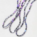 Macro detail of faceted oval glass beads with iridescent purple AB coating for DIY jewelry - Metallic Purple