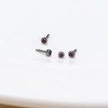 Λεπτομέρεια τεσσάρων σκούρων μεταλλικών στοιχείων με κόκκινα ζιργκόν και βιδωτή βάση - Gun Black Ροζ Ζιργκόν