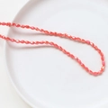 Faceted coral orange crystal beads with aurora coating for DIY jewelry making - Macaron Pink