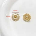 Exquisite 18mm gold plated flower petal jewelry components with zircon inlay - K Gold Color Small Style (7#)