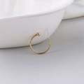 Minimalist gold-plated C-shaped hoop earring with a small bead and silver-tone needle - 20mm / Gold