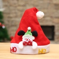 Red felt Christmas hat with white plush trim and festive 3D cartoon character decoration - Snowman