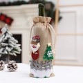 Sac à bouteille de vin en lin avec bonhomme de neige 3D pour décoration de Noël - Style Bonhomme de Neige Beige