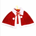 Kerstmantel van rood fluweel met witte rand van imitatiebont en pluche pompons - Kinderen