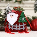 Sac cadeau de Noël avec père Noël 3D, cordon de serrage et décor de sapin brillant - Père Noël Clôture