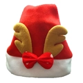 Plush Christmas hat with reindeer antlers and red polka dot bow on white background - Christmas Reindeer Antler Style / Kids Size