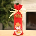 Housse de bouteille de vin de Noël rouge avec bonhomme de neige 3D et nœud doré - Bonhomme de neige