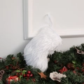 Calcetín navideño de pelo sintético blanco con lazo para colgar y decorar el árbol - Estilo de Felpa / Blanco