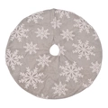 Gonna per albero di Natale in peluche grigio con fiocchi di neve bianchi decorativi - 90cm Gray