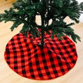 Klassische 90cm rot-schwarze Weihnachtsbaumdecke mit Karomuster für die Weihnachtsdeko - Rot-schwarz karierter Baumrock (zxsd2021-36) / 90cm