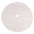 Jupe de sapin de Noël blanche avec motifs flocons de neige dorés et texture en fausse fourrure - Jupe de Sapin Brodée de Paillettes Dorées