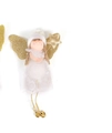 Angelo di Natale bianco e oro con gonna in pizzo e ali glitterate per decorazione - Ciondolo Angelo con Stella
