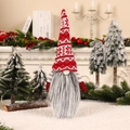 Housse de bouteille de vin gnome de Noël avec bonnet rouge et longue barbe grise - Style Longue Barbe Tricoté 4