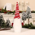 Housse bouteille vin gnome Noël avec bonnet rouge tricoté et longue barbe de décoration - Style Longue Barbe Tricoté 1