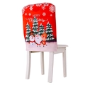 Red Christmas chair back covers with Merry Christmas text and festive cartoon patterns - Christmas Tree Style