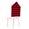 Christmas buffalo plaid chair cover with white pompom pom for festive home decoration - Red and Black Grid Pom-pom Style