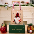 Christmas gnome burlap gift bag with red plaid hat and stripe handle for holiday decor - Gnome Style (老人礼物袋)