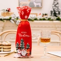 Housse de bouteille de vin de Noël rouge avec imprimé Père Noël pour décoration de table - Poupée Sapin de Noël