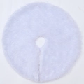 Mini white faux fur Christmas tree skirt with plush texture for holiday decorations - Plush Mini Tree Skirt White Style
