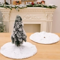 White faux fur Christmas tree skirt with silver sequin snowflakes for festive holiday decor - Silver Star