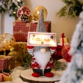 Light-up Christmas gnome decoration holding a glowing welcome sign for holiday window display - Welcome Sign / Gray Style (ZX-04)
