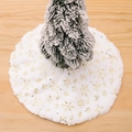 Mini white faux fur Christmas tree skirt with elegant golden sequined snowflakes - Gold Snowflake