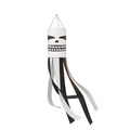 Halloween ghost windsock with black skeleton face and black and white flowing ribbons - White Skeleton Style