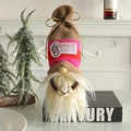 Gnomo da caffè in peluche con cappello a righe e toppa Dunkie Junkie decoro per la casa - Stile a Tema Caffè