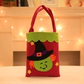 Halloween red felt gift bag with green witch appliqué for treats and party favors - Witch Pattern