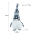 Gnome de Noël gris en peluche avec bonnet flocon et mesures de taille de 30cm - Gris