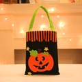Halloween pumpkin felt treat bag with orange face and green handle for kids' candy gift - Pumpkin Pattern