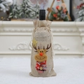 Weihnachts-Rentier-Weinflaschenhülle aus Sackleinen für festliche Tischdekoration - Elch-Stil / Beige