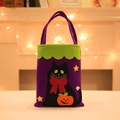 Halloween purple felt gift bag featuring a cute black cat and pumpkin decoration - Black Cat Style