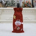 Weihnachts-Weinflaschenbeutel aus roter Jute mit Schneemann-Motiv und Kordelzug für Deko - Schneemann / Rot