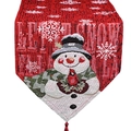 Knitted Christmas table runner with red snowman pattern and Let It Snow text embroidery - Snowman Pattern
