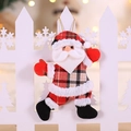 Classic red plaid Santa Claus fabric ornament with gold hanging rope for Christmas tree decor - Plaid Fabric Santa Claus Style