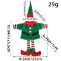 Christmas elf wine bottle cover set with green suit, red belt and size measurements - Male Outfit