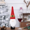 Funda de punto para botella de vino de gnomo navideño con gorro rojo y barba blanca - Estilo de Cinturón
