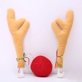Christmas car decoration set with plush reindeer antlers and red nose for windows - Small Antlers Set / Khaki