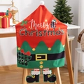 Christmas elf themed chair cover with Santa hat back and hanging boots decoration - Green Christmas Elf With Hanging Legs
