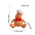 Gingerbread man plush toy with chef hat and red bow, 18cm tall, weighting 47g - Gingerbread Man with White Hat