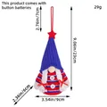 Independence Day LED glowing gnome plush with patriotic red white blue knit pattern - Blue Hat Star Braided Style (Independence Day Glowing Hanging 4)