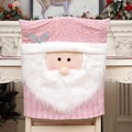 Pink Santa Claus chair cover with sequins and plush beard for Christmas dining room decor - Santa Claus (Santa Claus Chair Cover)