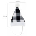 Christmas pet hat with black and white plaid pattern and plush ball in 20x14cm size - Black White Grid