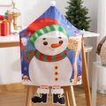 Christmas snowman chair cover with 3D legs and Let it Snow signage for festive dining decor - Blue Snowman Let it SNOW Style