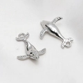 Macro shot of silver whale pendants with micro-set zircons on white silk background - Silver Micro Inlaid Whale Style (1#)