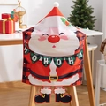 Christmas chair cover featuring Santa Claus design with hanging boots for holiday decor - Red Santa Claus With Hanging Legs