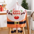 Santa Claus themed chair cover with hanging boots and Happy Holidays printed greeting - Red Santa Claus Happy Holidays Style