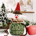 Weihnachts-Geschenkbeutel aus Jute mit Weihnachtsmann-Design und grünem Joy Love Print - Englischer Druck Weihnachtsmann Stil
